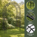 59" x 23" x 84" Metal Garden Arbor Arch, Double Layer Arc Top for Climbing Plants, Wedding & Patio, Black in, alternate view