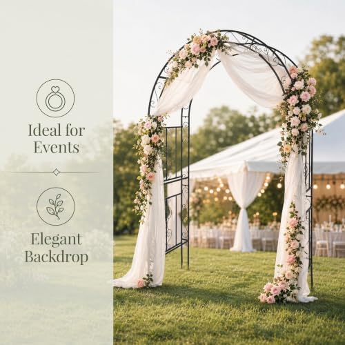 59" x 23" x 84" Metal Garden Arbor Arch, Double Layer Arc Top for Climbing Plants, Wedding & Patio, Black in, alternate view