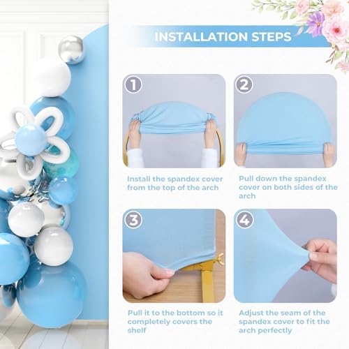 5Ft Baby Blue Wedding Arch Backdrop Cover for Party Deco in 5 FT in Baby Blue, alternate view 5