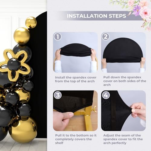 5Ft Black Wedding Arch Backdrop Cover for Party Deco in 5 FT in Black, alternate view 6