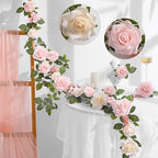 5FT Blush Cream Pink Artificial Rose Garland for Wedding Arch Table in 1 in Blush Cream