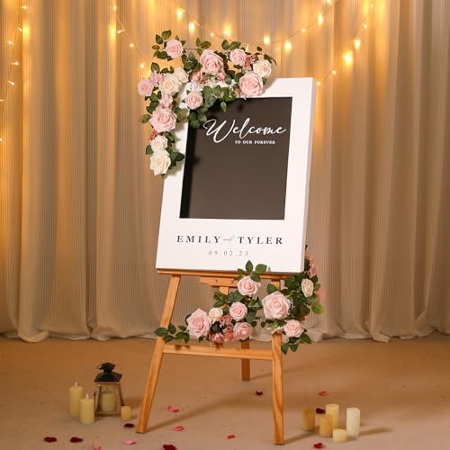5FT Blush Cream Pink Artificial Rose Garland for Wedding Arch Table in 1 in Blush Cream, alternate view 6