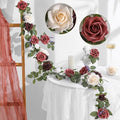 5FT Burgundy Ivory Artificial Rose Garland for Wedding Arch Table in 1 in Burgundy & Ivory Cream