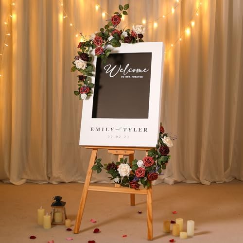 5FT Burgundy Ivory Artificial Rose Garland for Wedding Arch Table in 1 in Burgundy & Ivory Cream, alternate view 6