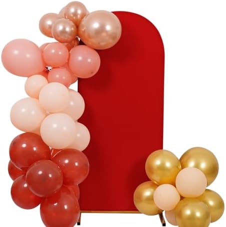 5FT Christmas Wedding Arch Cover, Red Arch Backdrop Cover Stretchy Spandex Backdrop Stand Covers for Birthday