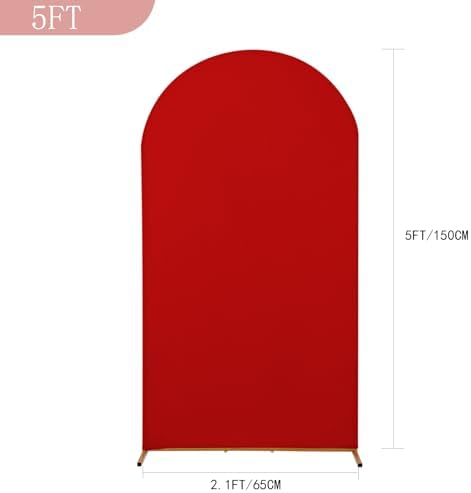 5FT Christmas Wedding Arch Cover, Red Arch Backdrop Cover Stretchy Spandex Backdrop Stand Covers for Birthday, alternate view