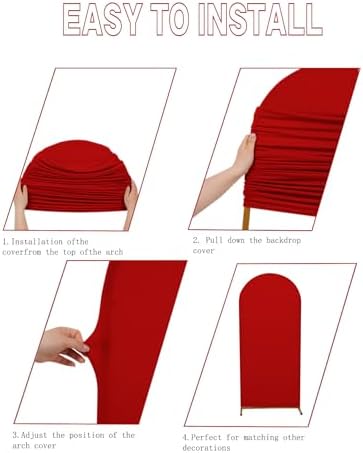 5FT Christmas Wedding Arch Cover, Red Arch Backdrop Cover Stretchy Spandex Backdrop Stand Covers for Birthday, alternate view