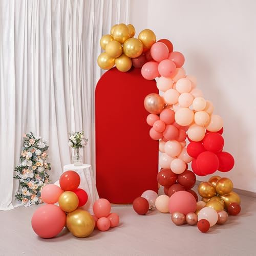 5FT Christmas Wedding Arch Cover, Red Arch Backdrop Cover Stretchy Spandex Backdrop Stand Covers for Birthday, alternate view