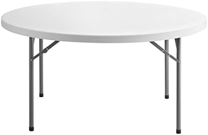 5ft Commercial Round Table Pack - 5 Lightweight Plastic Circle Tables, 60in Diameter, Ideal for Cafeterias, alternate view 6