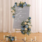 5FT Dusty Blue Artificial Rose Garland for Wedding Arch Table Decor in 1 in Dusty Blue & White, alternate view 2
