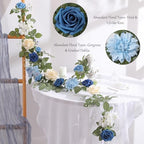 5FT Dusty Blue Artificial Rose Garland for Wedding Arch Table Decor in 1 in Dusty Blue & White, alternate view 3