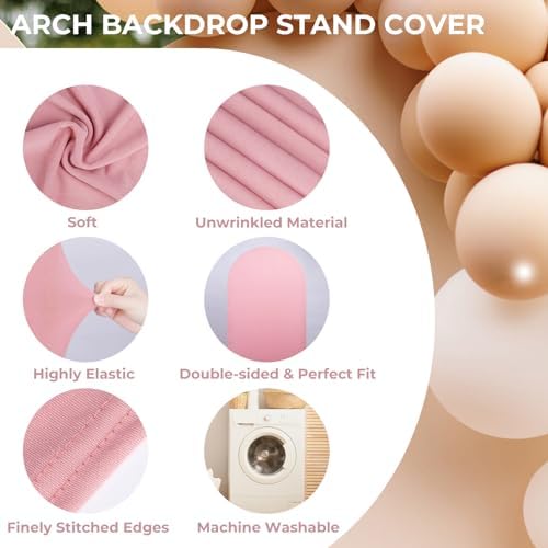 5Ft Dusty Pink Wedding Arch Backdrop Cover for Party Deco in 5 FT in Dusty Pink, alternate view 5