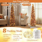 5FT Fall Pop Up Tree with 100 LED Lights, Brown Maple Leaf Tinsel Tree, alternate view 3
