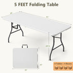 5FT Folding Table 4 Pack, Heavy Duty Fold in Half Plastic Tables with Carry Handle, Portable Indoor Outdoor, alternate view 3