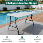 5FT Folding Table, Fold-in-Half Utility Tables with Handle, alternate view 2