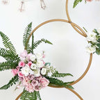 5ft Gold Hoop Pillar Flower Stand, Tall Metal Wedding Arch for Aisle Markers, Stage Backdrops and Modern Floral, alternate