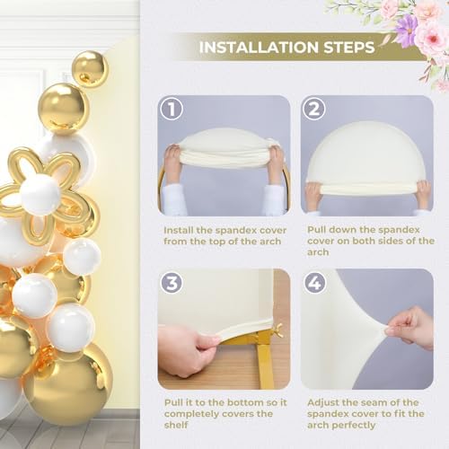 5Ft Ivory Wedding Arch Backdrop Cover for Party Deco in 5 FT in Ivory, alternate view 6