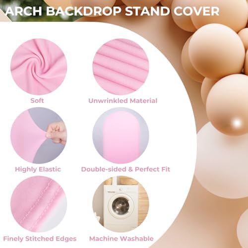 5Ft Pink Wedding Arch Backdrop Cover for Party Deco in 5 FT in Light Pink, alternate view 3