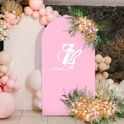 5Ft Pink Wedding Arch Backdrop Cover for Party Deco in 5 FT in Light Pink, alternate view 4