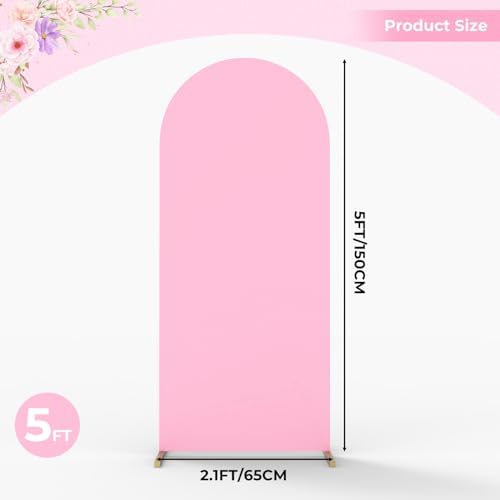 5Ft Pink Wedding Arch Backdrop Cover for Party Deco in 5 FT in Light Pink, alternate view 6