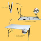 5FT Plastic Folding Table, Adjustable Height, White in White, alternate view 6