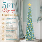 5FT Pop Up Christmas Tree with Lighted Top Star for Decorations, Aqua Blue in Aqua Blue, alternate view 6