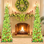 5FT Pop Up Christmas Tree with Timer Lights, Lime Green Tinsel Tree in Colorful Lime Green, alternate view 3