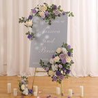 5FT Purple Artificial Flower Garland Rose Leaves for Wedding Arch in 1 in Purple & White, alternate view 4