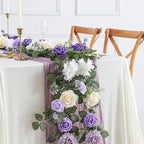 5FT Purple Artificial Flower Garland Rose Leaves for Wedding Arch in 1 in Purple & White, alternate view 5