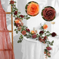 5FT Terracotta Artificial Flower Garland Fall Floral Garland Burnt Orange Arch Rose Vine for Wedding Ceremony