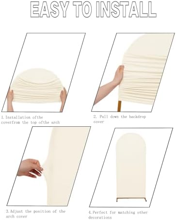 5FT Wedding Arch Cover, Beige Arch Backdrop Cover Stretchy Spandex Backdrop Stand Covers for Birthday Party, alternate view 3