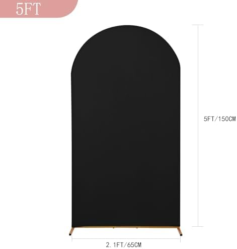 5FT Wedding Arch Cover, Black Arch Backdrop Cover Stretchy Spandex Backdrop Stand Covers for Birthday Party, alternate view 2