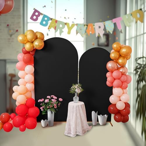 5FT Wedding Arch Cover, Black Arch Backdrop Cover Stretchy Spandex Backdrop Stand Covers for Birthday Party, alternate view 7