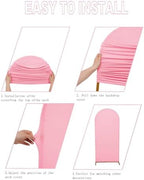 5FT Wedding Arch Cover, Pink Arch Backdrop Cover Stretchy Spandex Backdrop Stand Covers for Birthday Party, alternate view 3