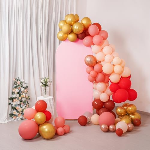5FT Wedding Arch Cover, Pink Arch Backdrop Cover Stretchy Spandex Backdrop Stand Covers for Birthday Party, alternate view 4