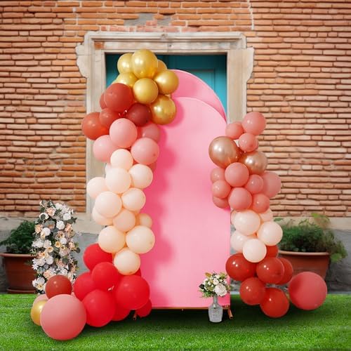 5FT Wedding Arch Cover, Pink Arch Backdrop Cover Stretchy Spandex Backdrop Stand Covers for Birthday Party, alternate view 6