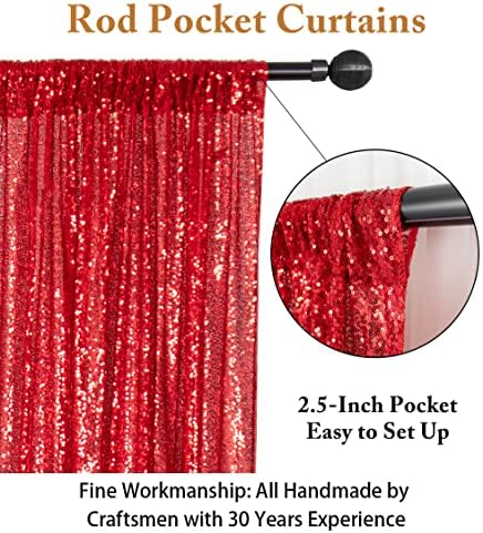 5FTx7FT Red Sequin Backdrop Curtain, alternate view 3