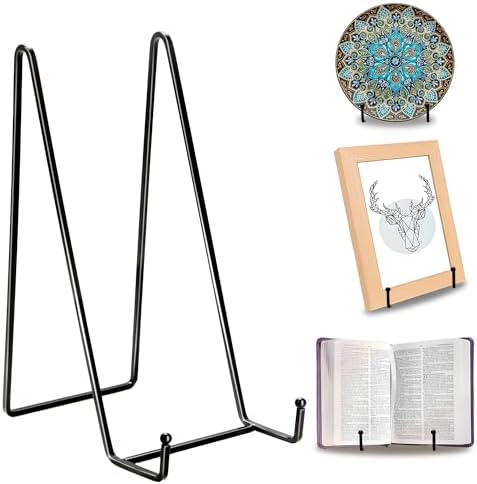 5PACK 10 Inch Square Black Metal Display Stands Plate Holder Display Stands for Picture, Decorative Plate, Book