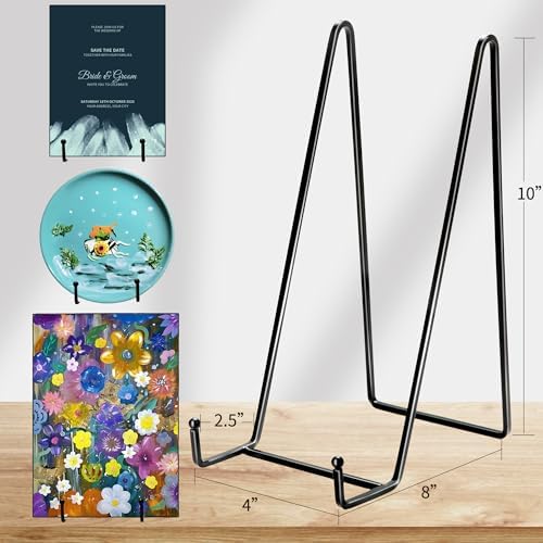5PACK 10 Inch Square Black Metal Display Stands Plate Holder Display Stands for Picture, Decorative Plate, Book, alternate