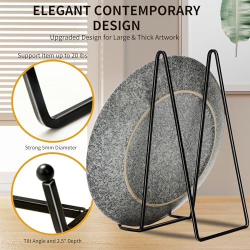 5PACK 10 Inch Square Black Metal Display Stands Plate Holder Display Stands for Picture, Decorative Plate, Book, alternate