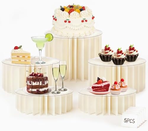 5Pack Buffet Risers Display Stands Foldable Food Risers for Buffet Table Tall Cake Cupcake Stands Cardboard