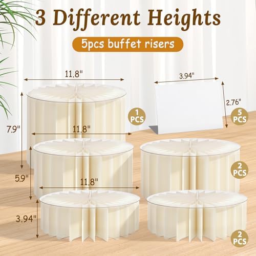 5Pack Buffet Risers Display Stands Foldable Food Risers for Buffet Table Tall Cake Cupcake Stands Cardboard, alternate view 2
