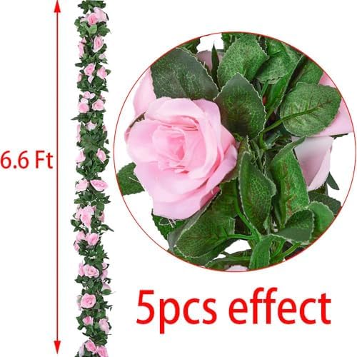 5pack Flower Garland Artificial Fake Rose Garland Vine Artificial Flowers for Decoration Floral Garlands, alternate view 3