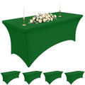 5Pack Spandex Table Cloth 6FT, Elastic Fitted EmeraldGreen Tablecloth in Emerald Green