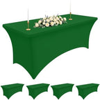 5Pack Spandex Table Cloth 6FT, Elastic Fitted EmeraldGreen Tablecloth in Emerald Green