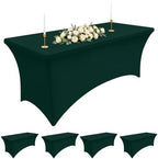 5Pack Spandex Table Cloth 6FT, Elastic Fitted Hunter Green Tablecloth in Hunter Green