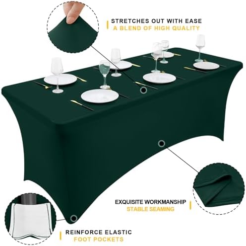 5Pack Spandex Table Cloth 6FT, Elastic Fitted Hunter Green Tablecloth in Hunter Green, alternate view 2
