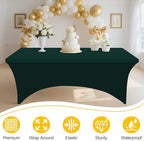 5Pack Spandex Table Cloth 6FT, Elastic Fitted Hunter Green Tablecloth in Hunter Green, alternate view 3