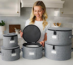 5PC China Storage Cases for Dinnerware - 13"-12"-10"-8.5" and 7" wide - 60 Plate Separators Included in Gray, alternate view