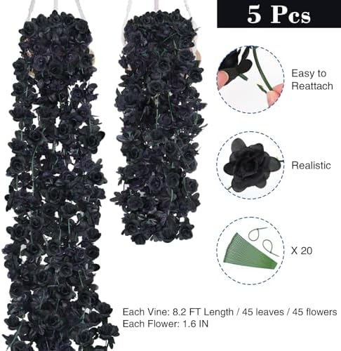 5Pcs 16.4Ft Fake Flower Garland Artificial Rose Vines, alternate view 2